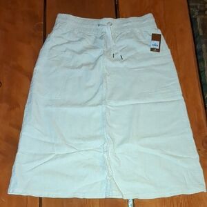 White Drawstring Midi Skirt